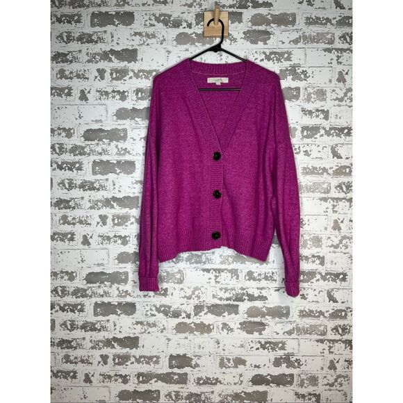 Loft | women purple wool blend cardigan - Picture 7 of 9